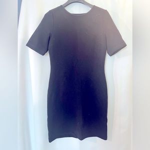 Simple ribbed jersey black work dress